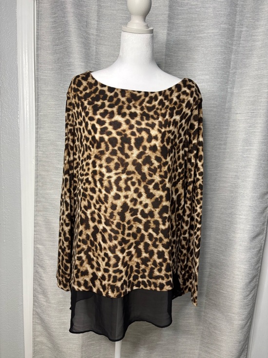 Db Established 1962 Tops - Leopard Print Layered Hem Blouse - Brown